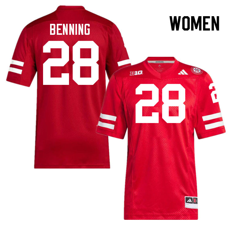 Women #28 Caleb Benning Nebraska Cornhuskers College Football Jerseys Stitched Sale-Scarlet